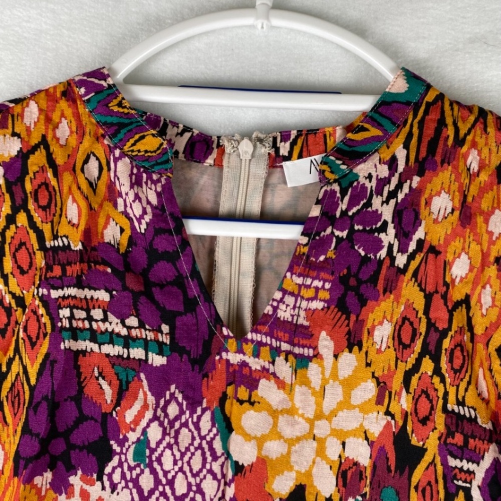 AVARA | Women’s Colorful V Neck Blouse Cuffed Scrunch Sleeve | Small | - Picture 2 of 11